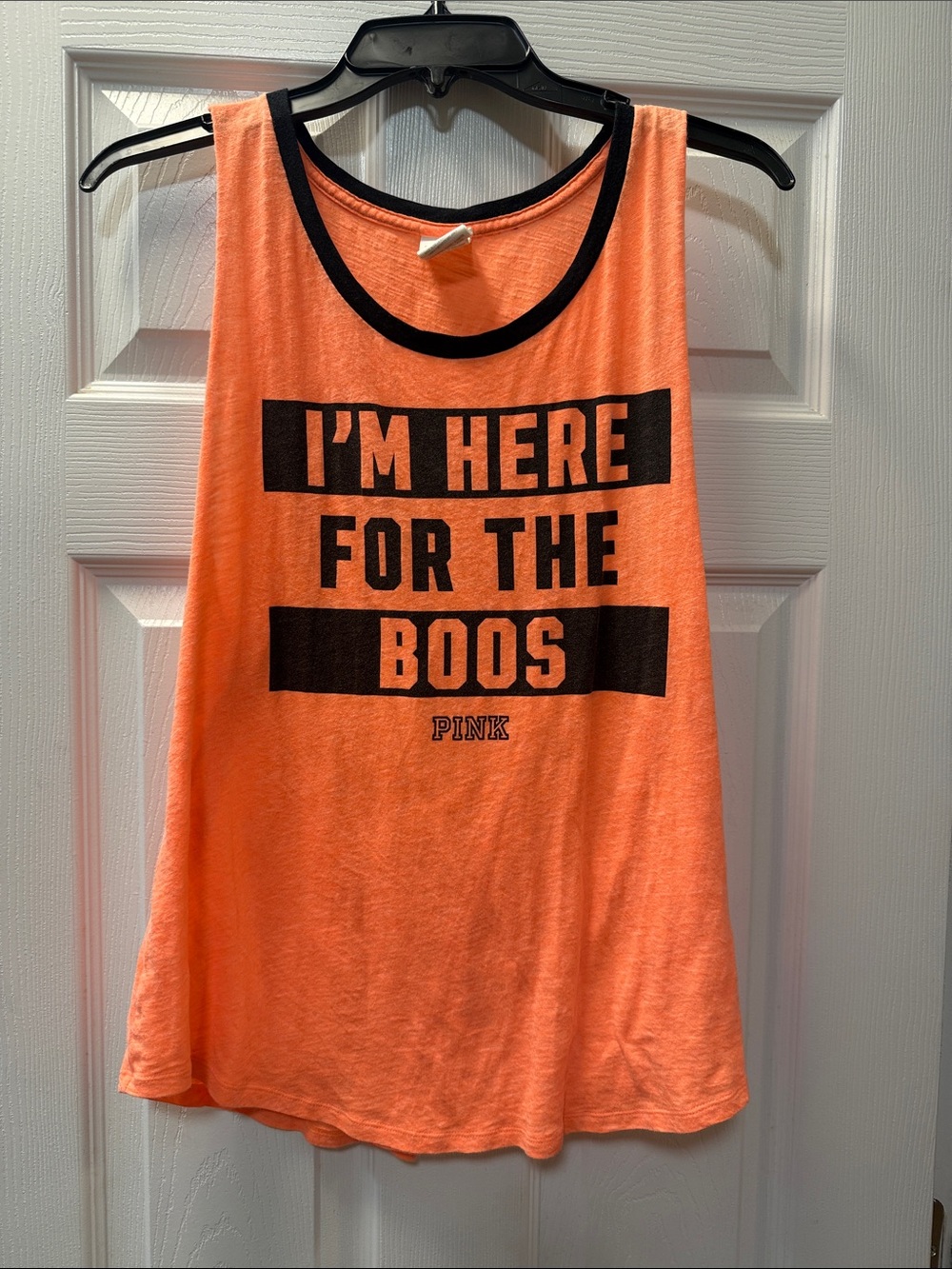 PINK Victoria's Secret size Medium Neon Orange Black tank Halloween BOOS